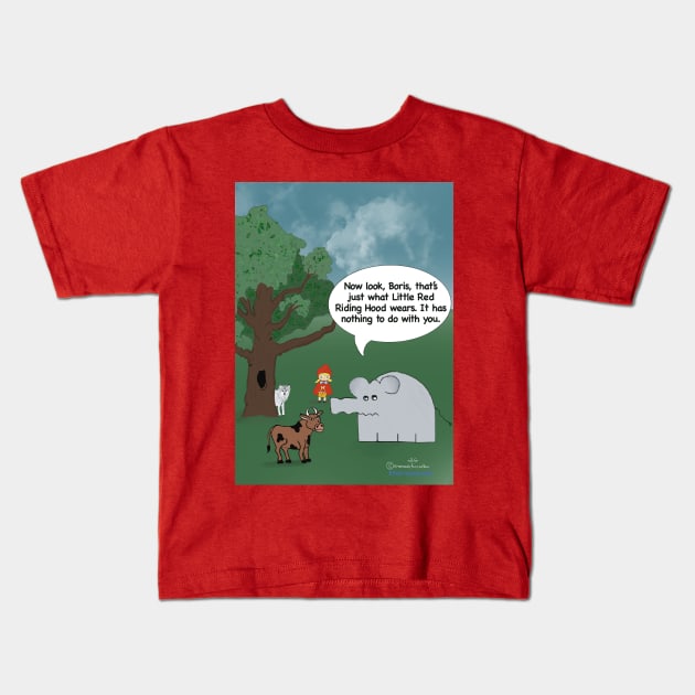 ENORMOUSLY FUNNY CARTOONS LITTLE RED RIDING HOOD Kids T-Shirt by Enormously Funny Cartoons